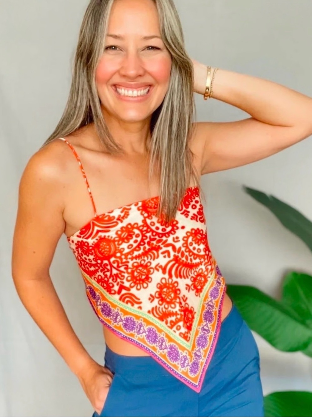 Zara Red Floral Handkerchief Crop Top